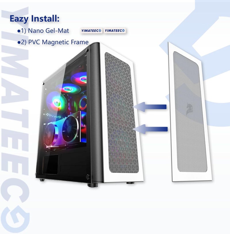 YIMATEECO فلتر غبار PC 360 مم مروحة مغناطيسية فلتر شبكة غبار لمروحة تبريد الكمبيوتر/مزود الطاقة/الموجهات، 50 شبكة غبار حالة الكمبيوتر غطاء فلتر تهوية مروحة (PVC، جمالية رجل، 120 * 360 مم، 4 قطع، أبيض) - Image 3